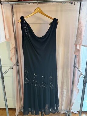 Xscape Black Beaded Evening Dress